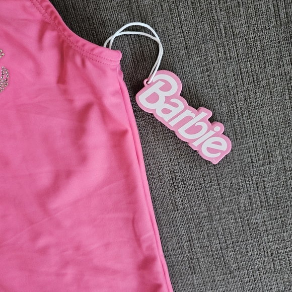 Barbie x Forever 21 Barbie Pink Rhinestone Bling One-Piece Swimsuit Girl 11/12 - Picture 7 of 10